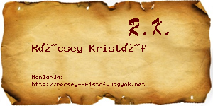 Récsey Kristóf névjegykártya